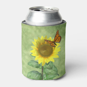 Rafraîchisseur Pour Canette Joli tournesol jaune et papillon orange