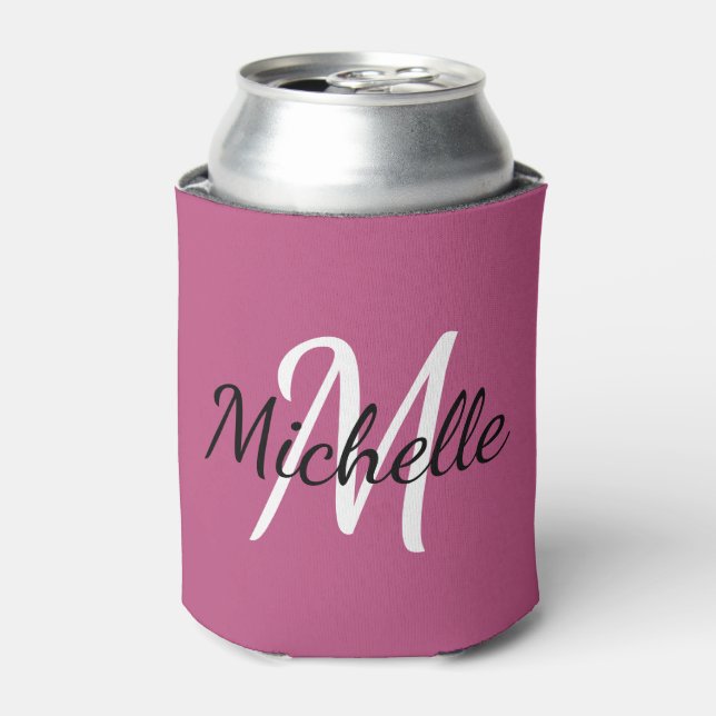 Rafraîchisseur Pour Canette Jolie fille rose et blanc Modèle monogramme (Can devant)
