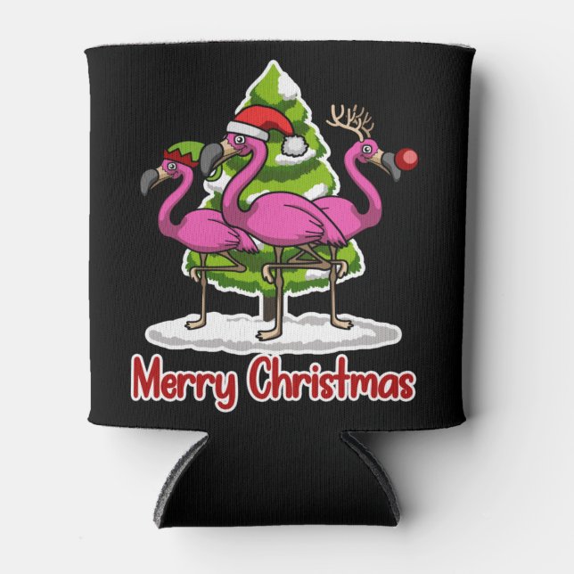 Rafraîchisseur Pour Canette Jolie Noël Père Noël Flamant rose cadeau de Noël (Devant)