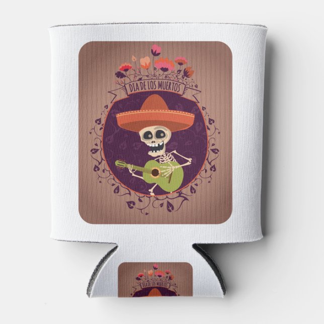 Rafraîchisseur Pour Canette Jour De La Mort Squelette Mexicain Sugar Skull Lov (Devant)