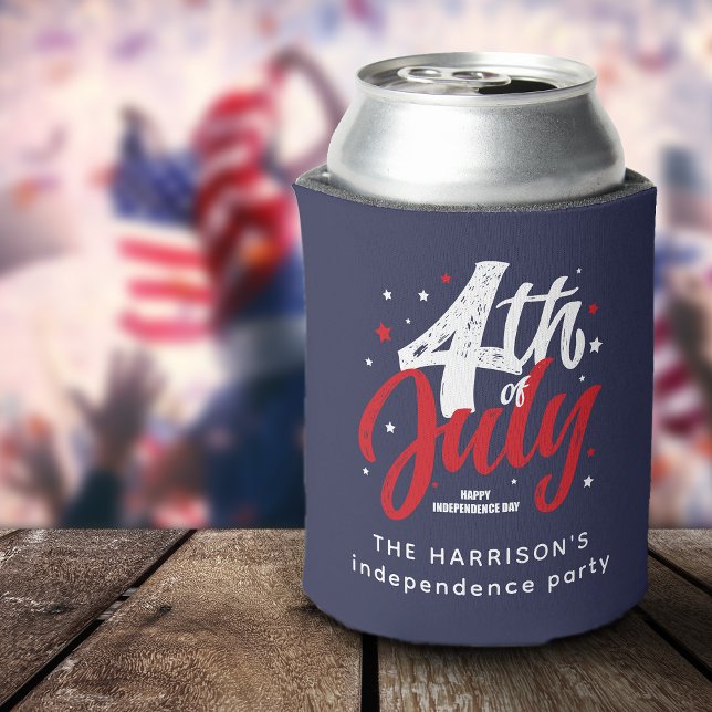 Rafraîchisseur Pour Canette Jour de l'Indépendance Rouge Bleu 4 juillet (Red White Blue Independence Day 4th Of July Can Cooler)