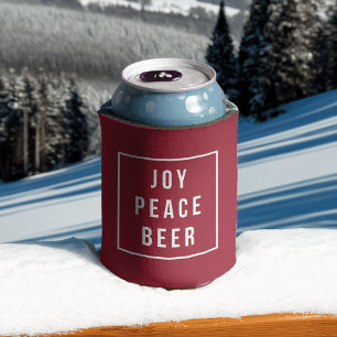 Rafraîchisseur Pour Canette Joy Peace Beer   Red & White Funny Holiday