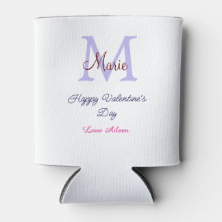 Rafraîchisseur Pour Canette Joyeuse Saint-Valentin pastel violet monogramme ro