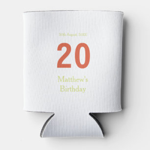 Rafraîchisseur Pour Canette joyeux 20e anniversaire vert orange gras rétro boh