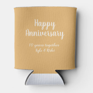 Rafraîchisseur Pour Canette Joyeux anniversaire or blanc 10 ans nom date