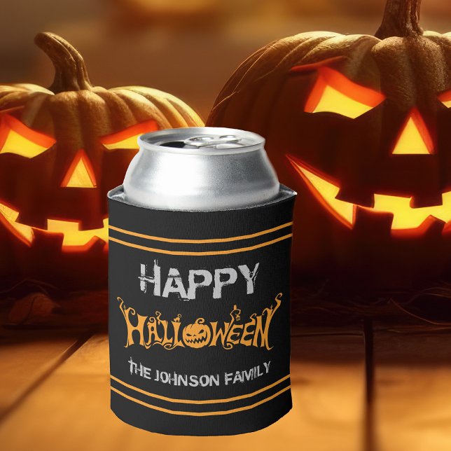 Rafraîchisseur Pour Canette Joyeux Halloween Personnalisé Black Orange Party (Créateur téléchargé)