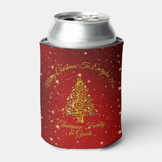 Rafraîchisseur Pour Canette Joyeux Noël 20XX Red Gold Tree étoiles (Can devant)
