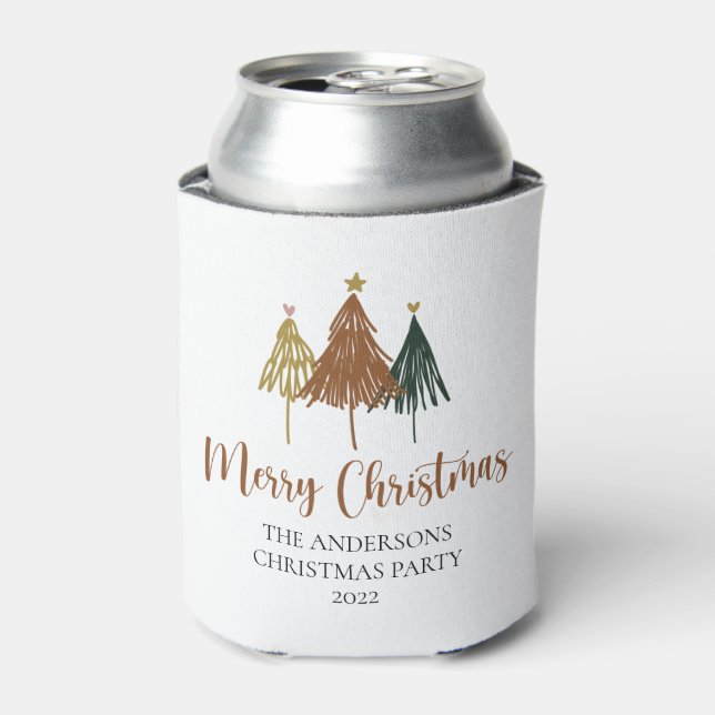Rafraîchisseur Pour Canette Joyeux Noël Aquarelle Arbre de Noël (Can devant)
