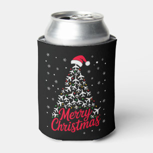 Rafraîchisseur Pour Canette Joyeux Noël Avion Arbre Chapeau de Père Noël Floco