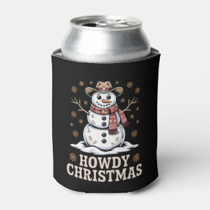Rafraîchisseur Pour Canette Joyeux Noël Cowboy Bonhomme de Neige Western Hiver