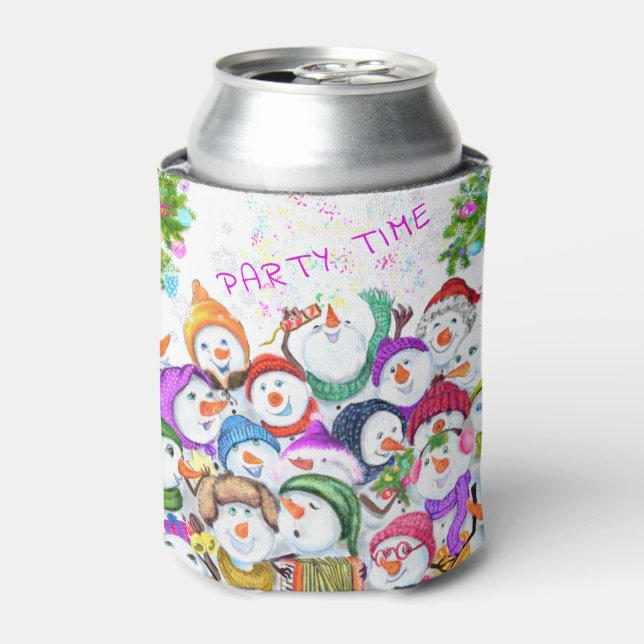 Rafraîchisseur Pour Canette Joyeux Snowmans Fête Noël Can Cooler (Can devant)