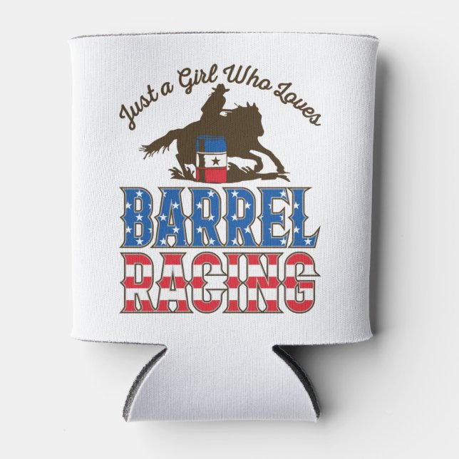 Rafraîchisseur Pour Canette Juste une fille qui aime la course en baril (Devant)