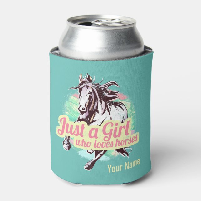 Rafraîchisseur Pour Canette Juste Une Fille Qui Aime Les Chevaux Aquarelle Vin (Can devant)
