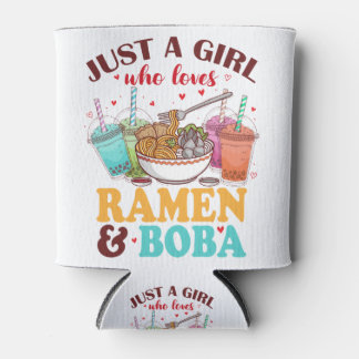 Rafraîchisseur Pour Canette Juste une fille qui aime Ramen et Boba Anime Kawai