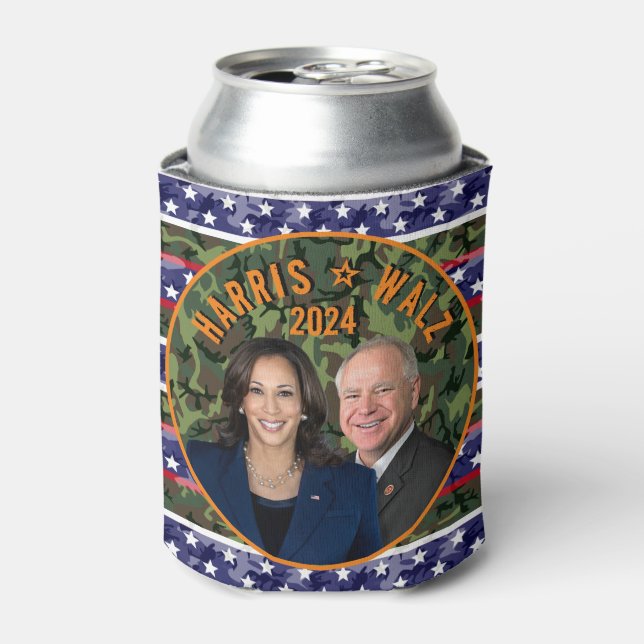 Rafraîchisseur Pour Canette Kamala Harris Tim Walz Président Vice-Photos Camo (Can devant)