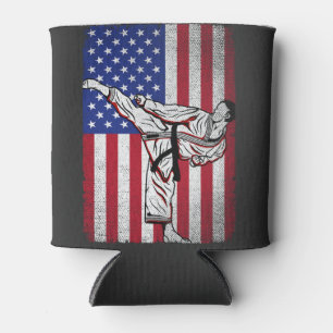Rafraîchisseur Pour Canette Karaté Martial Arts USA Drapeau américain Hommes f
