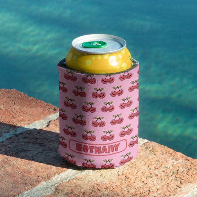 Rafraîchisseur Pour Canette Kawaii Cherry – Fruit Souriant Personnalisé (Piscine in situ)
