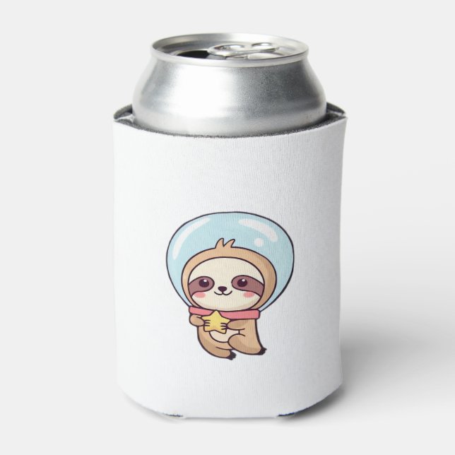 Rafraîchisseur Pour Canette Kawaii Chibi Sloth Astronaut � mignonne Space Slot (Can devant)