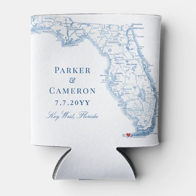 Rafraîchisseur Pour Canette Key West Florida Carte Élégant Mariage Favor Boire (Devant)