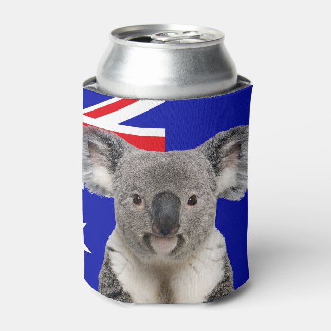 Rafraîchisseur Pour Canette Koala avec l'Arrière - plan du drapeau australien (Can devant)