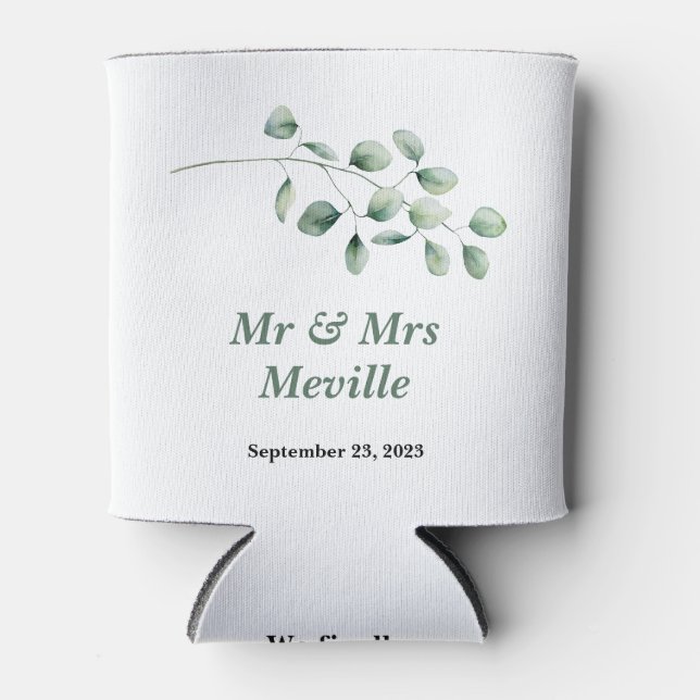 Rafraîchisseur Pour Canette La faveur de mariage peut refroidir style eucalypt (Devant)