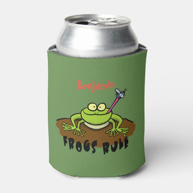 Rafraîchisseur Pour Canette La grenouille règle drôle dessin de grenouille ver (Can devant)