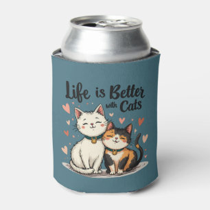 Rafraîchisseur Pour Canette La vie est meilleure avec des chats Mignon esthéti