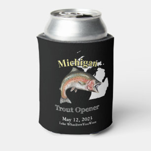 Rafraîchisseur Pour Canette Lac/Date Personnalisé Michigan Trout Opener Dark