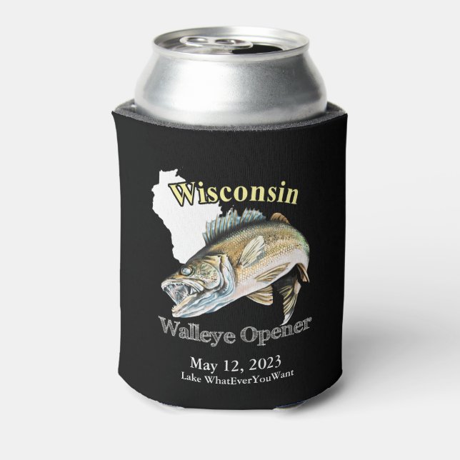 Rafraîchisseur Pour Canette Lac personnalisé/Date Wisconsin Walleye Opener Dar (Can Dos)