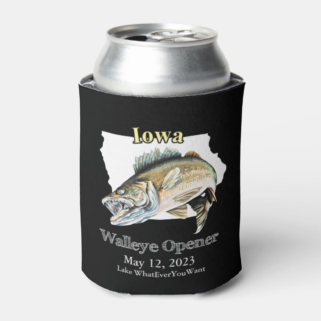 Rafraîchisseur Pour Canette Lac personnalisé et date Iowa Walleye Opener Light (Can devant)