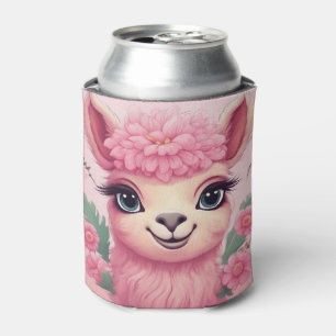 Rafraîchisseur Pour Canette Lama bébé rose souriant