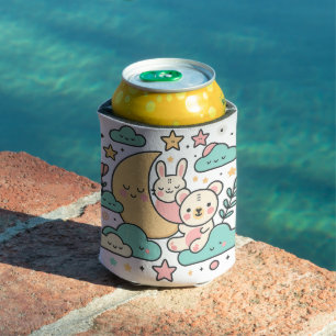 Rafraîchisseur Pour Canette Lapin et ours fantaisistes enlacant la lune