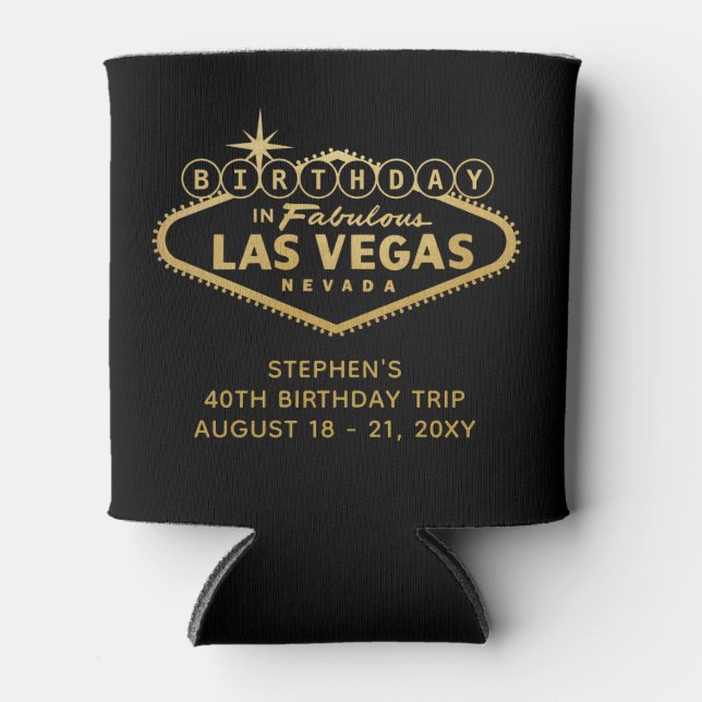 Rafraîchisseur Pour Canette Las Vegas Anniversaire Fête Voyage Personnalisé Fa (Devant)