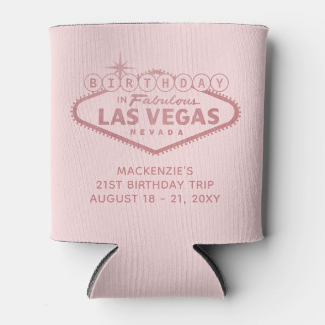 Rafraîchisseur Pour Canette Las Vegas Anniversaire Voyage Rose Personnalisé Fa (Devant)