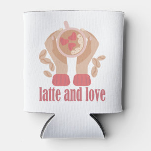 Rafraîchisseur Pour Canette Latte et coupe d'amour, mains et citation de café