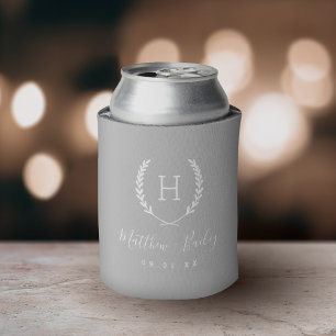 Rafraîchisseur Pour Canette Laurel Crest Mariage Monogramme Gris