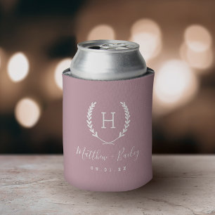 Rafraîchisseur Pour Canette Laurel Crest Mariage Monogramme Mauve
