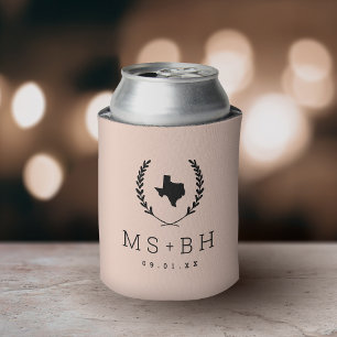 Rafraîchisseur Pour Canette Laurel Crest Texas Mariage Monogramme Blush