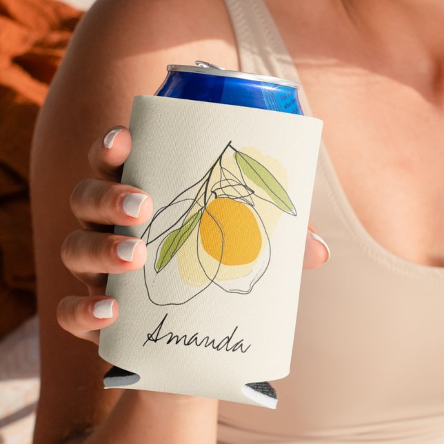Rafraîchisseur Pour Canette Lavage Citron Moderne Nom Personnalisé Baby Shower (Créateur téléchargé)