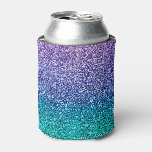 Rafraîchisseur Pour Canette Lavender Purple & Teal Aqua Green Sparkly Glitter (Can devant)
