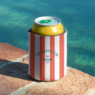 Rafraîchisseur Pour Canette Le Beach Club Crest Orange Red Cabana Stripe