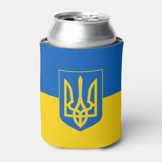 Rafraîchisseur Pour Canette Le drapeau ukrainien avec blason peut refroidir (Can devant)