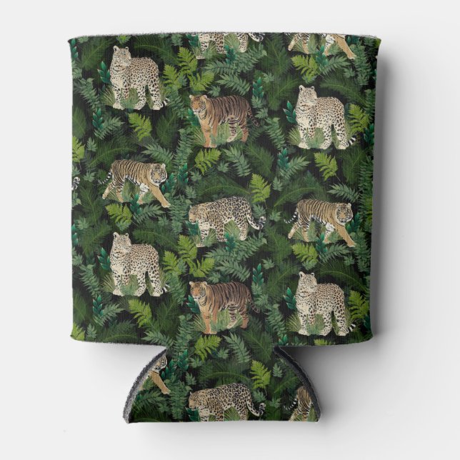 Rafraîchisseur Pour Canette Léopards modernes Tigres Jungle Plante Black Desig (Devant)