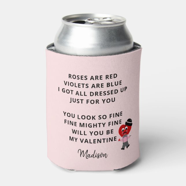 Rafraîchisseur Pour Canette Les Roses Amusants De Valentines Sont Un Poème Rou (Can devant)