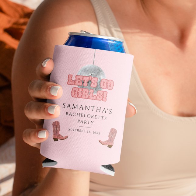 Rafraîchisseur Pour Canette Lets Go Girls Disco Cowgirl Bachelorette Party (Cowboy Disco Bachelorette Party Can Cooler)