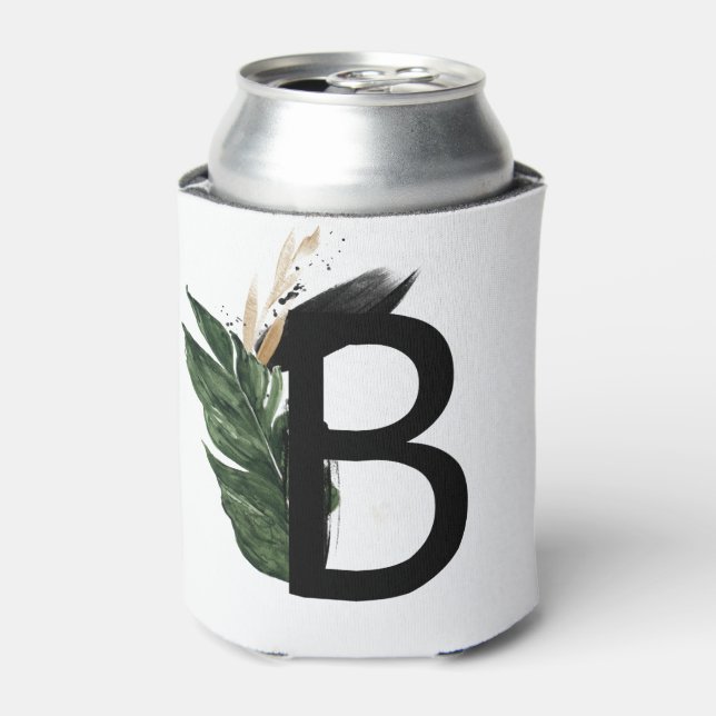 Rafraîchisseur Pour Canette LETTRE BONNE D'OR Faux Feuille Tropical B Monogram (Can devant)