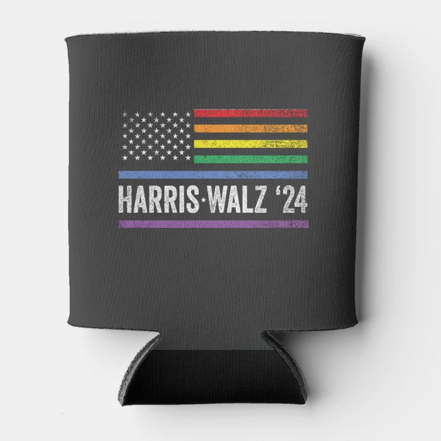Rafraîchisseur Pour Canette LGBTQ Harris Walz Élection du drapeau américain 20 (Devant)