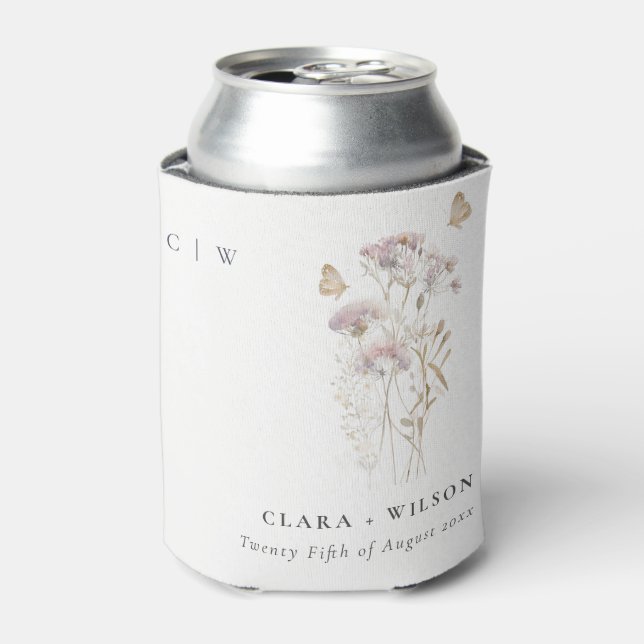 Rafraîchisseur Pour Canette Lilac Boho Fleur sauvage Fern Mariage botanique (Can devant)