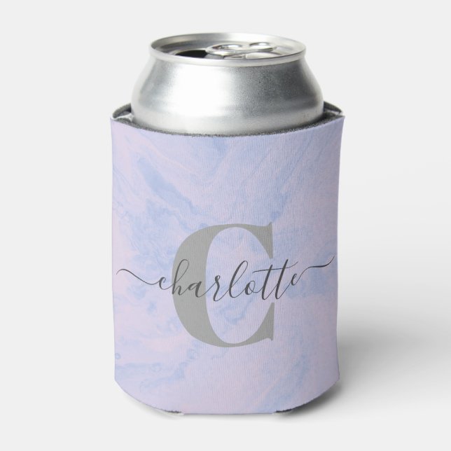 Rafraîchisseur Pour Canette Lilac Lavender Marbre Élégant Monogramme Nom Perso (Can devant)