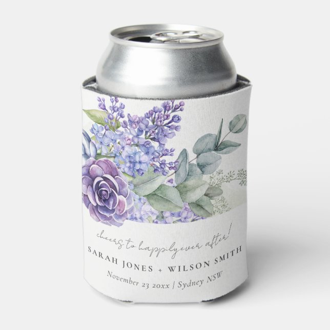 Rafraîchisseur Pour Canette Lilac Succulent Eucalyptus Botanical Bunch Mariage (Can devant)